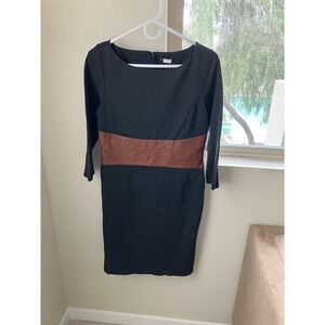 Venus Dress Womens Brown Black Colorblock Fitted Career Office‎ 3/4 Sleeve